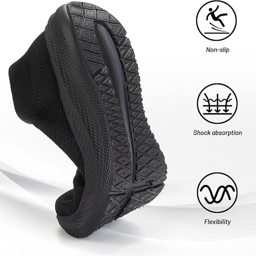 Womens Slip on Walking Shoes Comfort Lightweight Breathable Sock Shoe Non-Slip M - Picture 4 of 5